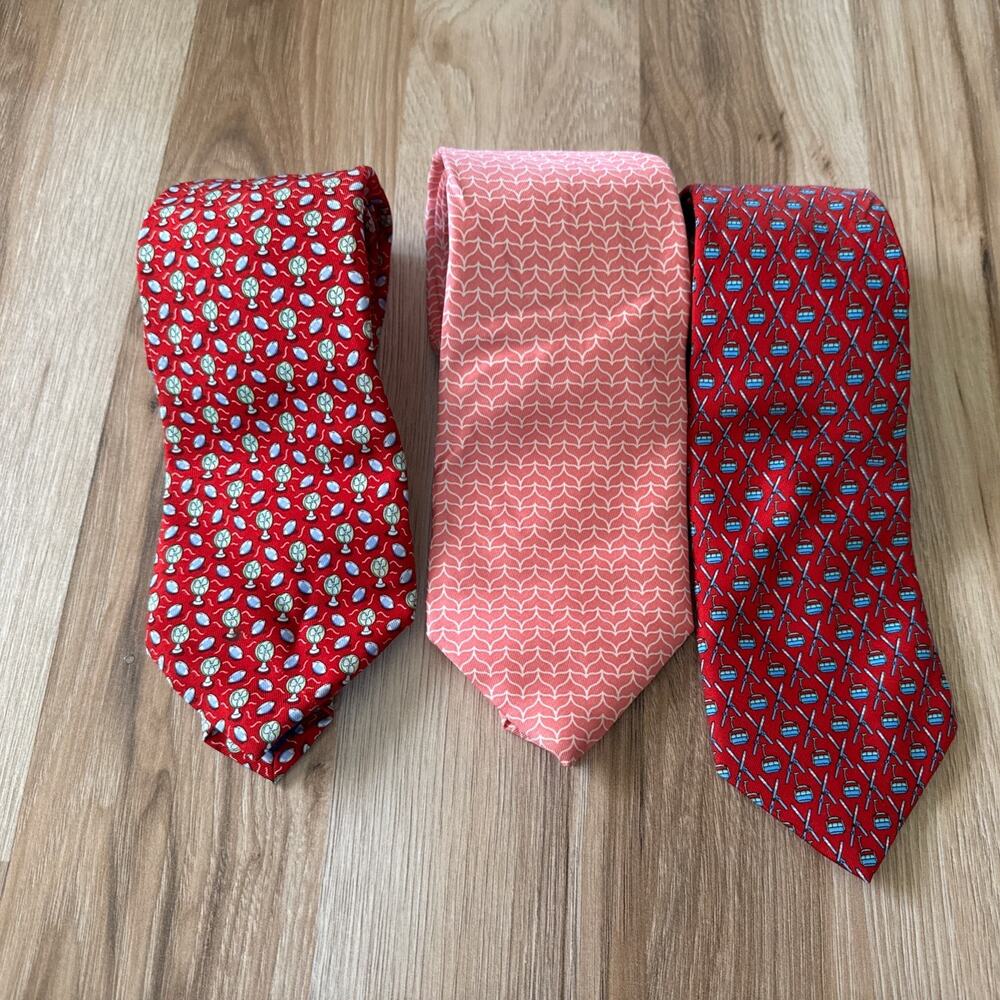 Vineyard Vines Novelty AOP Print Silk Neckties Ties Lot of 3